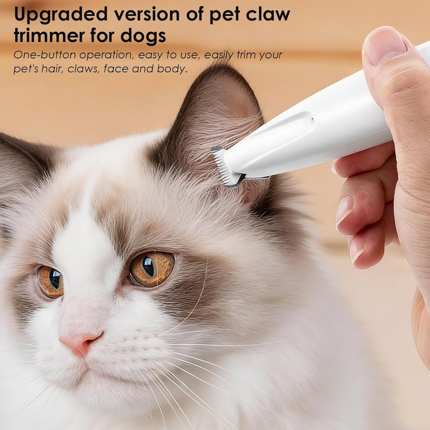 Dog Paw Trimmer, 18 Mm Widen Blade Electric Pet Clippers, 35 Db Low Noise, Waterproof, Rechargeable, Dog Clippers for Groomming for Paws, Ears, Face, Rump-And Eyes