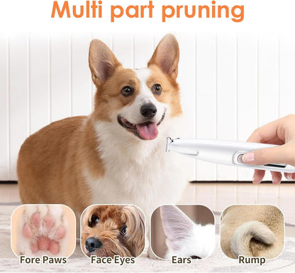 Dog Paw Trimmer, 18 Mm Widen Blade Electric Pet Clippers, 35 Db Low Noise, Waterproof, Rechargeable, Dog Clippers for Groomming for Paws, Ears, Face, Rump-And Eyes