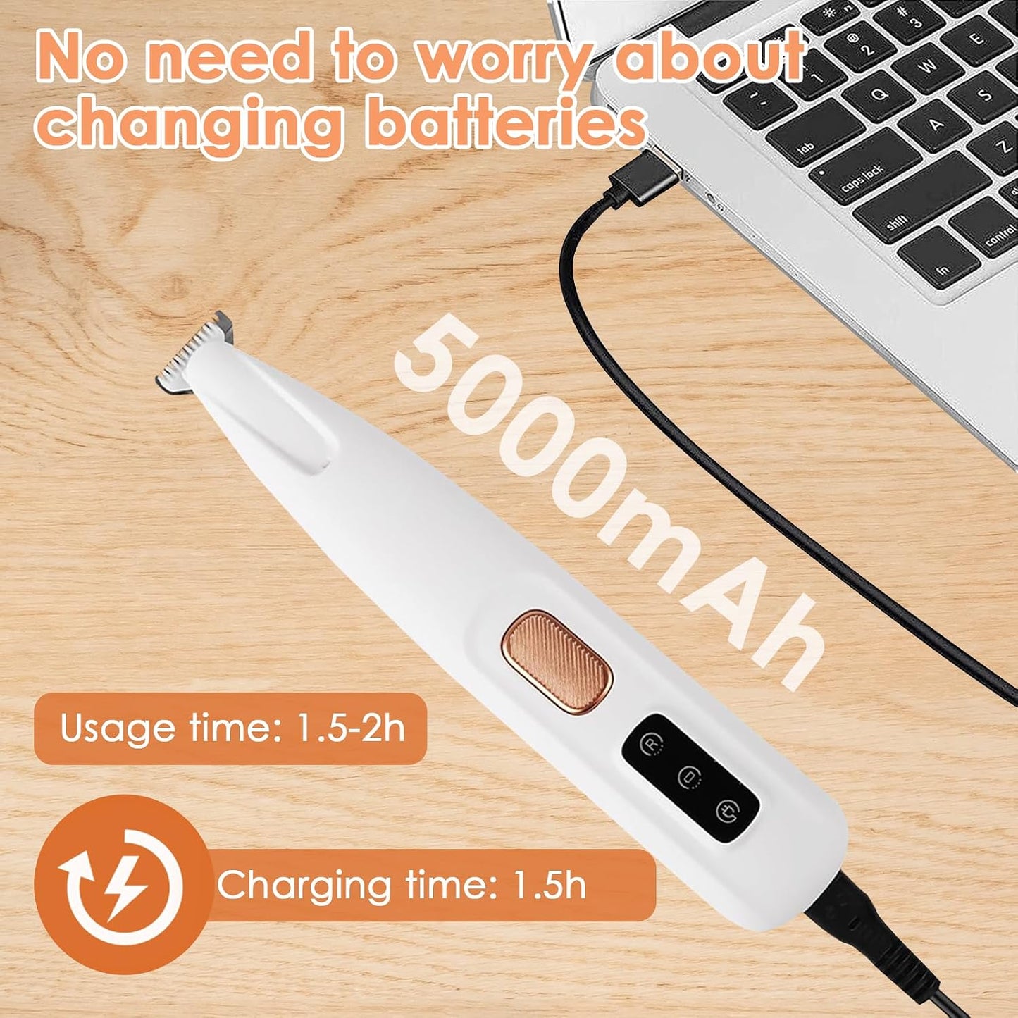 Dog Paw Trimmer, 18 Mm Widen Blade Electric Pet Clippers, 35 Db Low Noise, Waterproof, Rechargeable, Dog Clippers for Groomming for Paws, Ears, Face, Rump-And Eyes