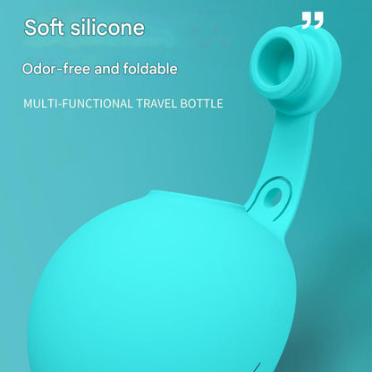 Outdoor 304 Stainless Steel round Hanging Carabiner Folding Silicone Water Bottle